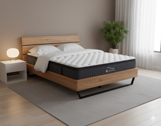 GrainCraft Bed Frame + Sleeptime Pocket Pillowtop Mattress Queen