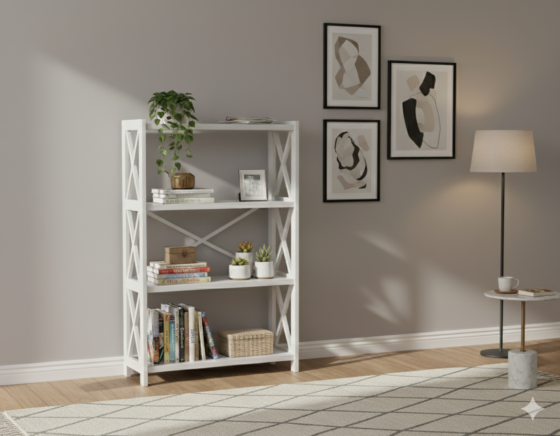 Dixon Bookcase White - 1230x800x300MM