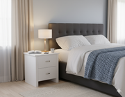 Medallion 2 Drw Bed Sider (White) | Furniture World Auckland