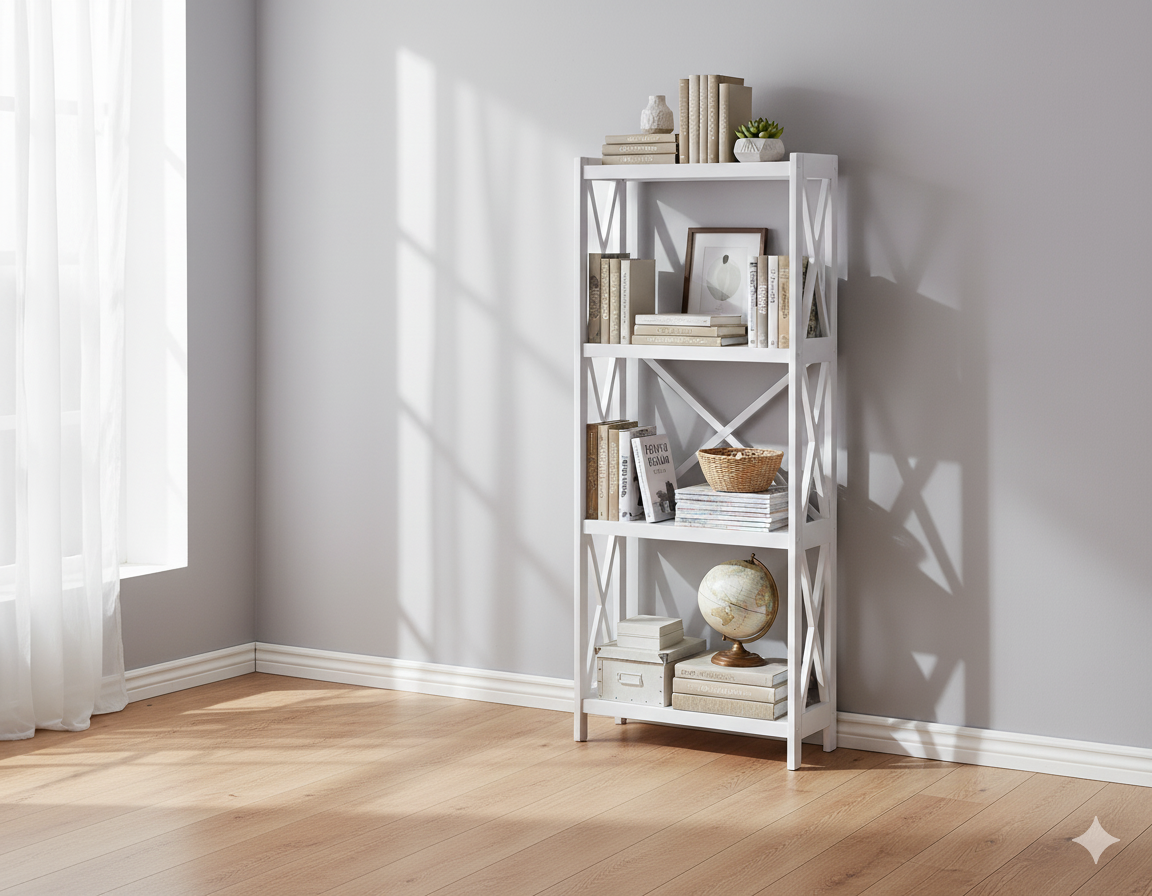 Dixon Bookcase White - 1230x400x300MM