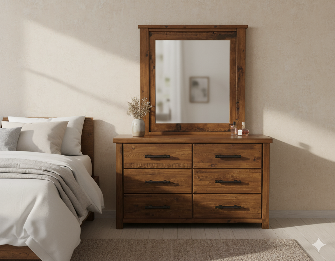 Oakwood 6 Drw Dresser / Mirror