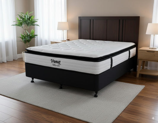 NZ Made Duracast Hotel Bed Base with Casters+ Venus Medium Mattress
