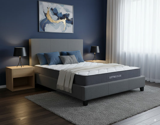 Sleeptime  Bed Frame Linen Grey + Sleeptime Spazor Pocket Spring Mattress