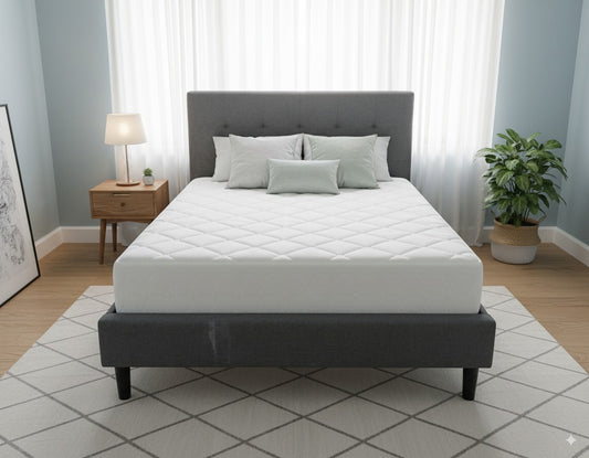 Shirley Fabric Bed Frame +SleepTime Pocket Pillowtop Mattress