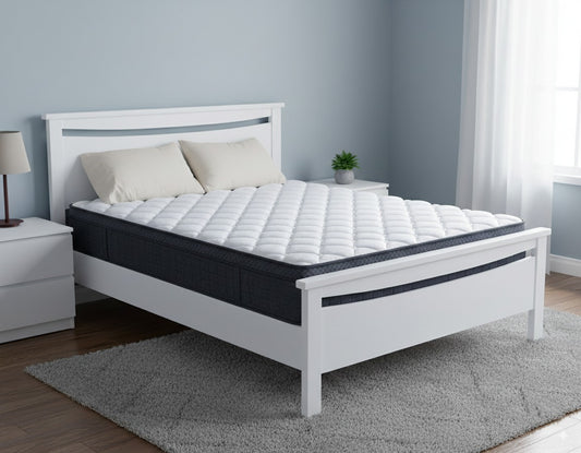 Medallion Bed Frame (White) + SleepTime Ultra Mattress Queen