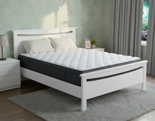 Medallion Bed Frame (White) +SleepTime Medium Mattress Queen