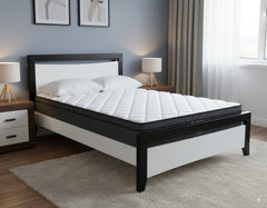 Maverick Bed Frame (Black/White) + SleepTime Ultra Mattress Queen