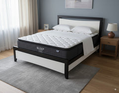 Maverick Bed Frame (Black/White) + SleepTime Medium Mattress Queen