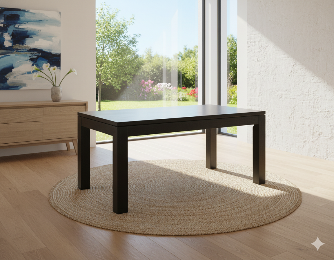 Solid Wood Dining Table Black