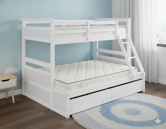 Bella Bunk (S+D) White With 2 Bottom Drws (with Mattress)