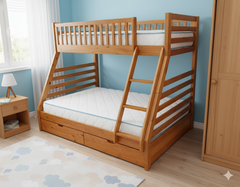 Bella Bunk (S+D) Warm Honey With 2 Bottom Drws ( with Mattress)