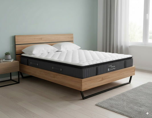 GrainCraft Bed Frame + Sleeptime Pocket Pillowtop Mattress Queen