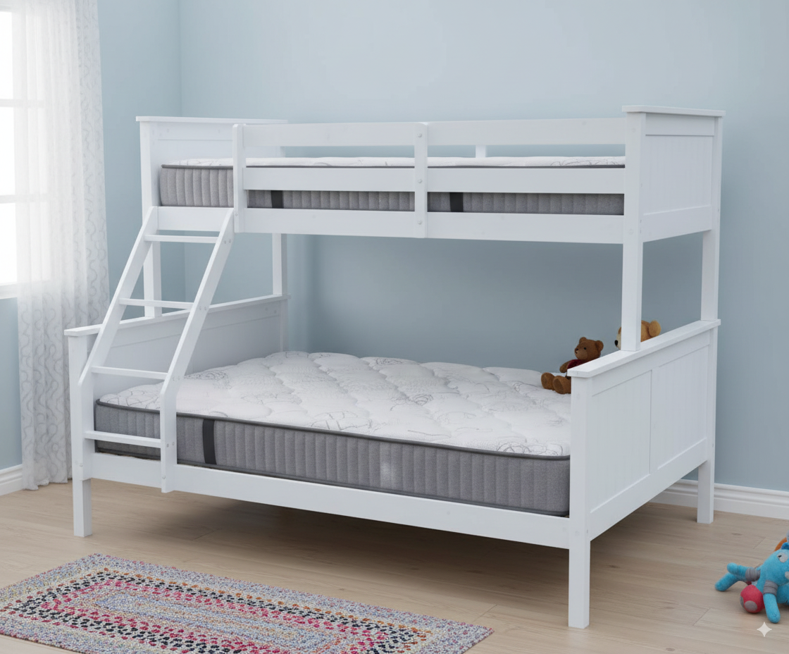 Unity Bunk (S+D) White (with Mattress)