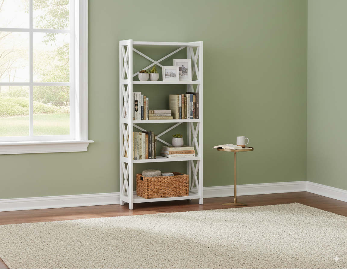 Dixon Bookcase White - 1605x800x300MM