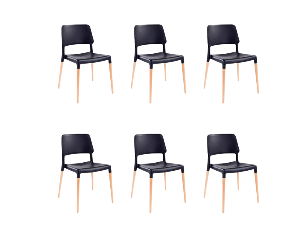 Ebony Dining Chairs Set of 6 Black