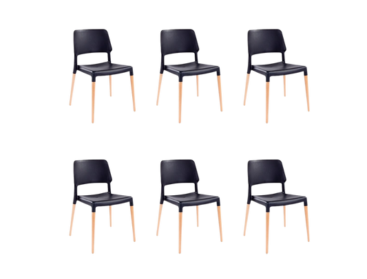 Ebony Dining Chairs Set of 6 Black