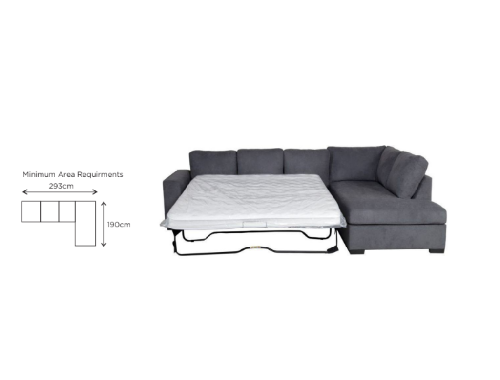 LYRA 3STR/SOFA BED With CHAISE (RHF/LHF)-DARK GREY(2PC)