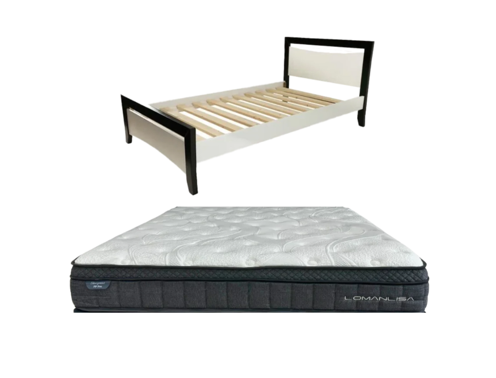 Maverick Bed Frame (Black/White) + Sleepmax PP Pro Mattress