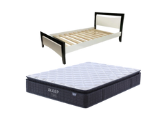 Maverick Bed Frame (Black/White) + SleepTime Medium Mattress Queen