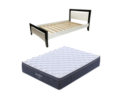 Maverick Bed Frame (Black/White) + SleepTime Ultra Mattress Queen