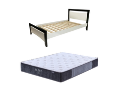 Maverick Bed Frame (Black/White) +  SleepTime X-Firm Mattress Queen