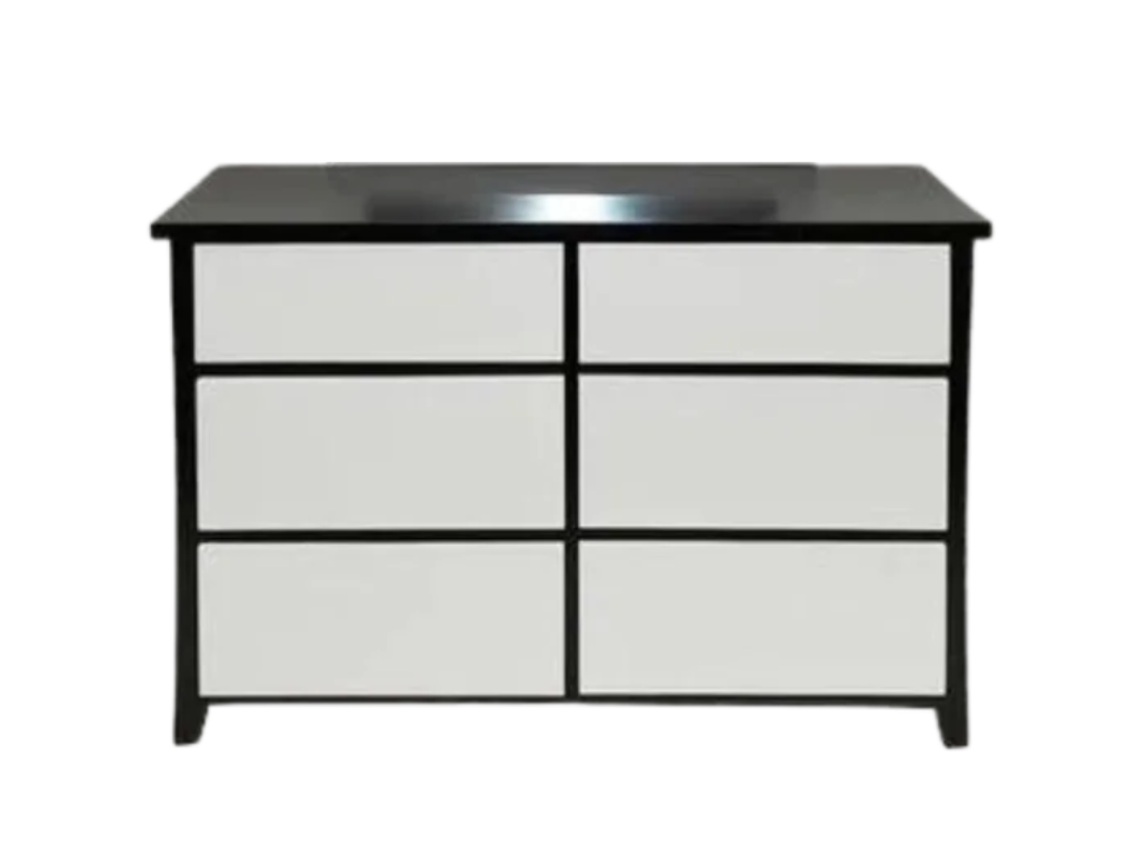 Maverick 6 Drw Dresser / Mirror (Black/White)