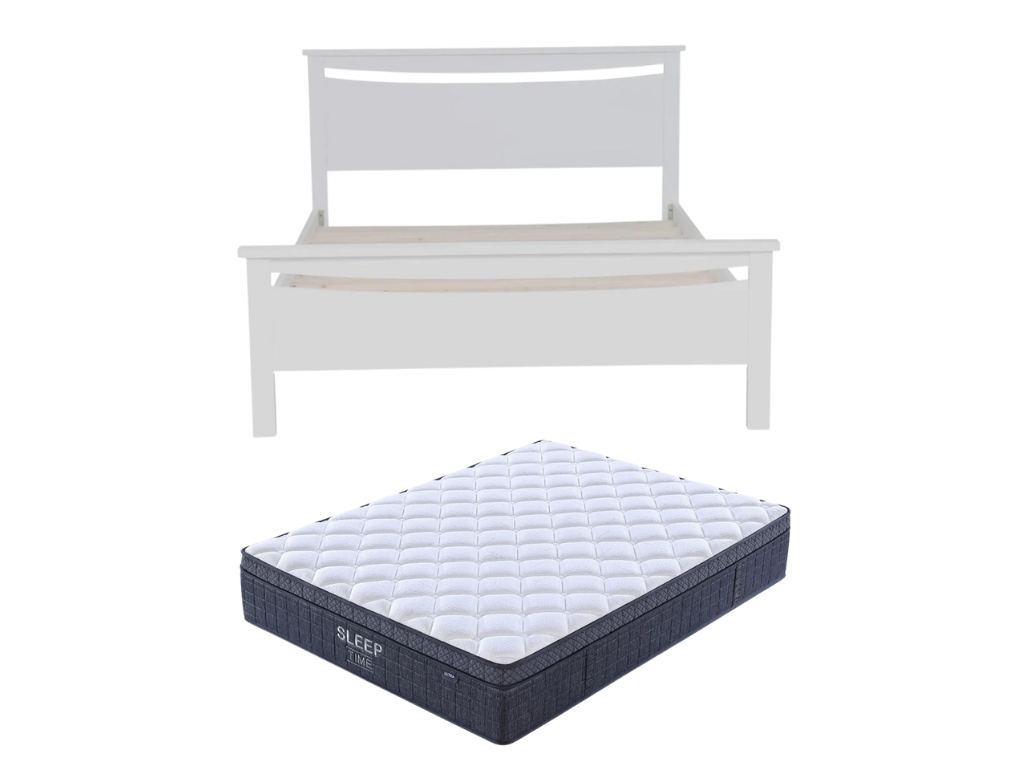 Medallion Bed Frame (White) + SleepTime Ultra Mattress Queen