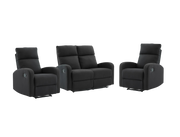 SupreCoz 2RR + R + R Recliner Suite Black - Side View | Furniture World NZ