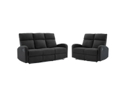 SupreCoz 3RR + 2RR Recliner Suite Black - Side View | Furniture World NZ