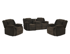 Delight Brown Fabric 3RR + R + R Recliner Suite