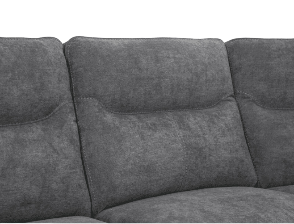 Plushy 6 Piece Corner Lounge Suite with Recliner Gun Metal Grey