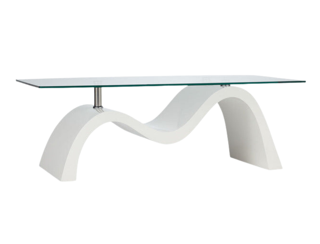 Wave Glasstop Coffee Table White