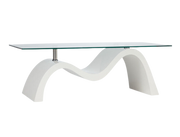 Wave Glasstop Coffee Table White - Side View | Furniture World NZ