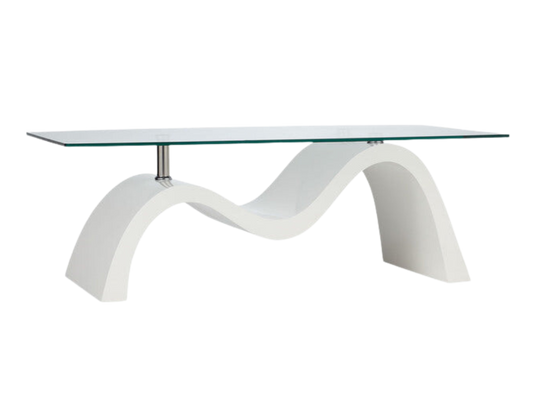 Wave Glasstop Coffee Table White