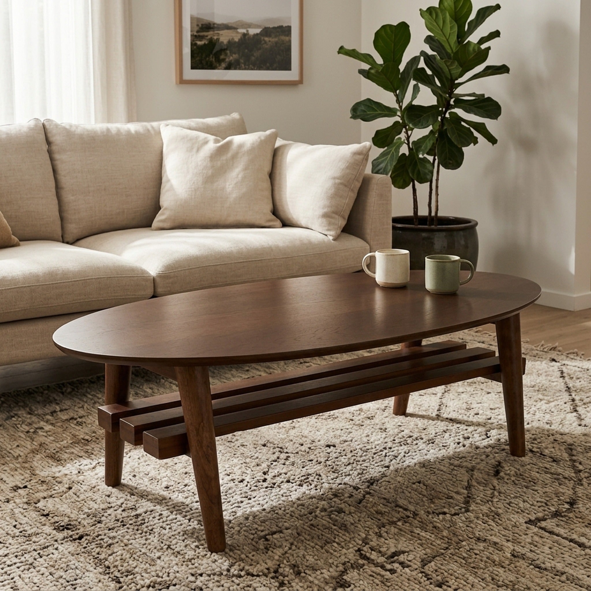 Legacy Wooden Coffee Table Walnut Colour - lifestyle