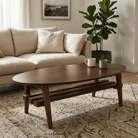 Legacy Wooden Coffee Table Walnut Colour - lifestyle