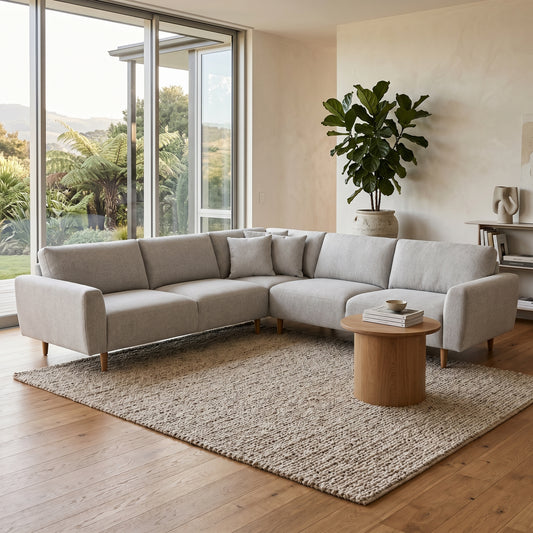 Avion 5 Seater Modular Glamour Sofa – Frost | Furniture World NZ