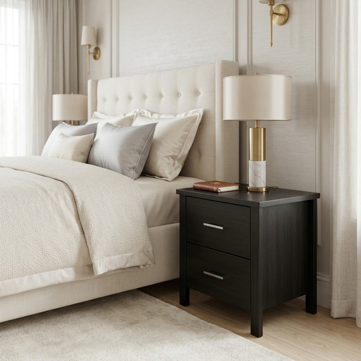 Bella 2 Drawer Bedside - Black Colour