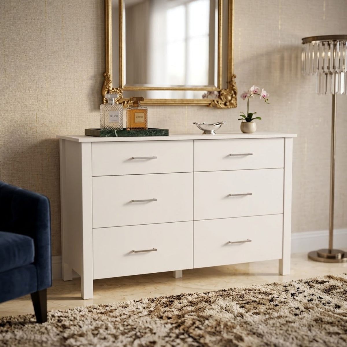 Bella 6 Drw Dresser -White