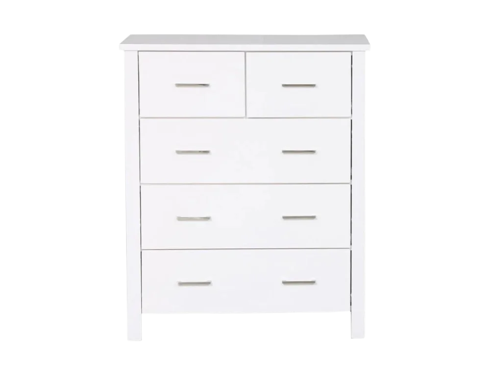 Bella 5 Drw Tallboy White Bedroom Furniture Sets