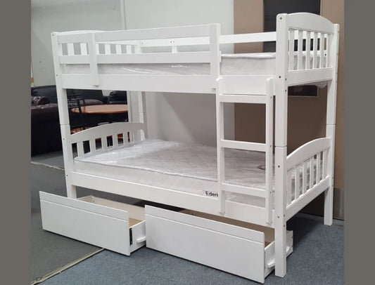 Bella Bunk (S+S) White With 2 Bottom Drws