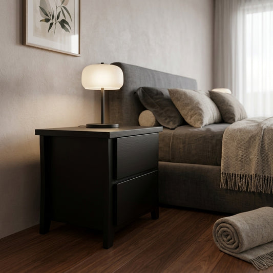 Henley 2 Drw Bed Side Black - lifestyle