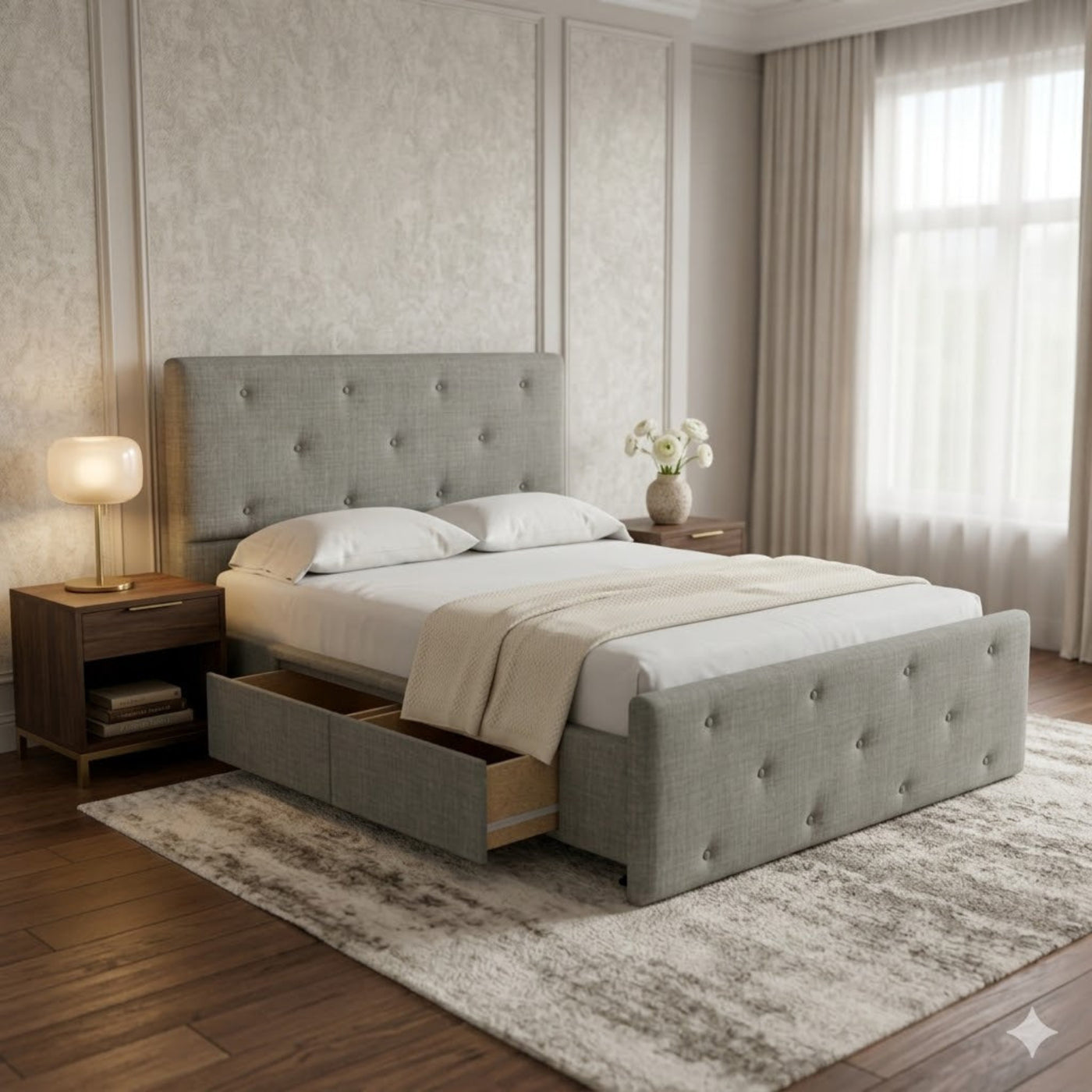 NZ Made Crown Bed Frame With Drawers + Venus Medium Mattress — Bed Bundle | Furniture World NZ