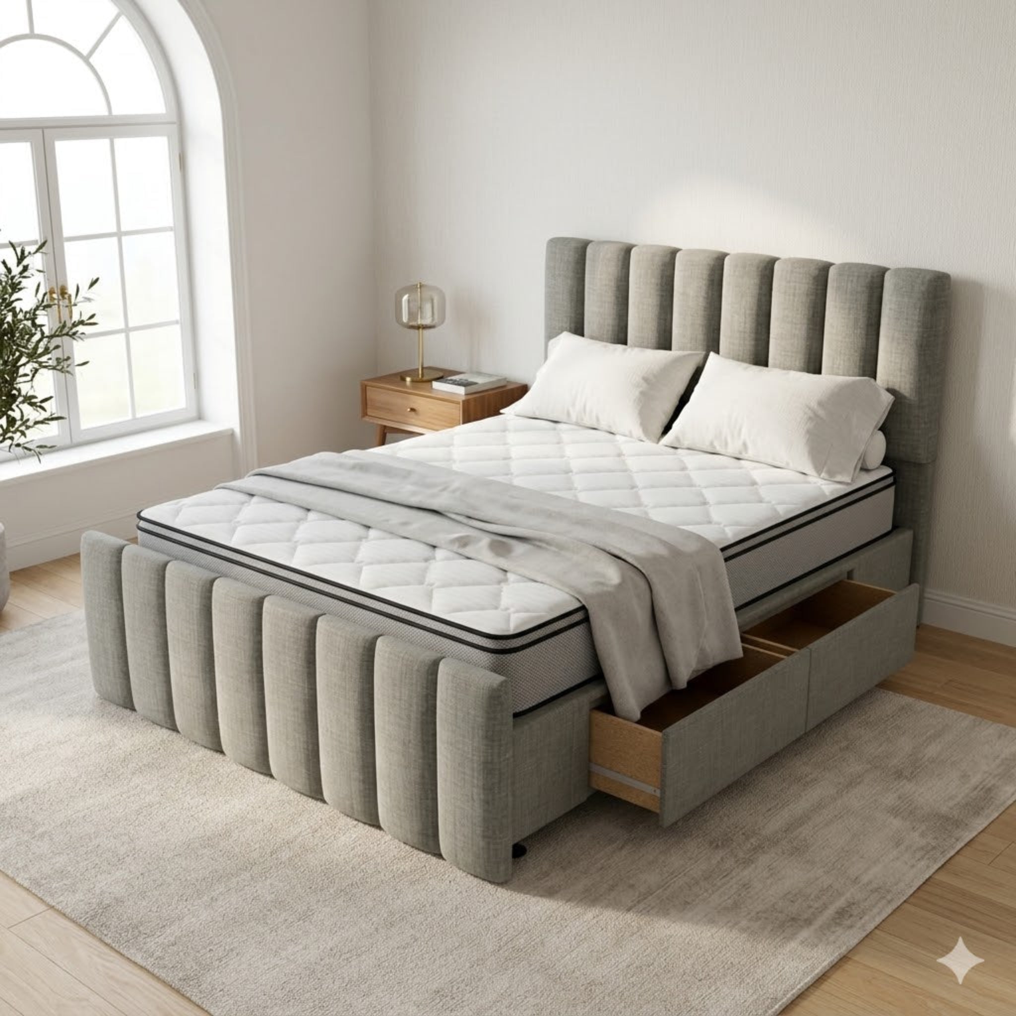 NZ Made Wave Bed Frame With Drawers + Bliss Max Medium Mattress | Furniture World NZ