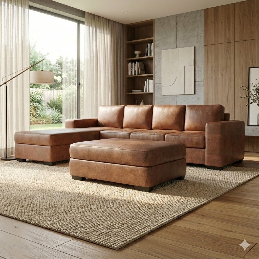 NZ Made Evoque 4 Seater with Chaise Corner Sofa