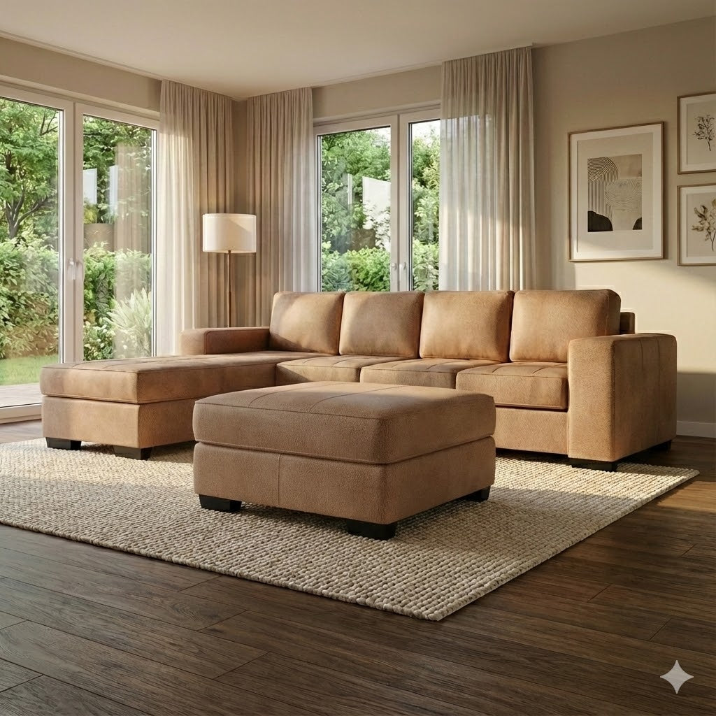 NZ Made Evoque 4 Seater with Chaise Corner Sofa