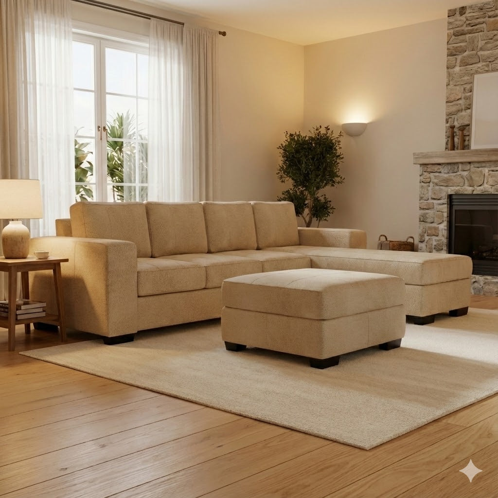 NZ Made Evoque 4 Seater with Chaise Corner Sofa