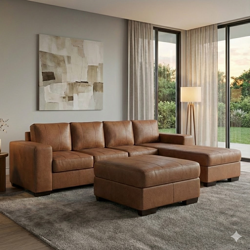 NZ Made Evoque 4 Seater with Chaise Corner Sofa