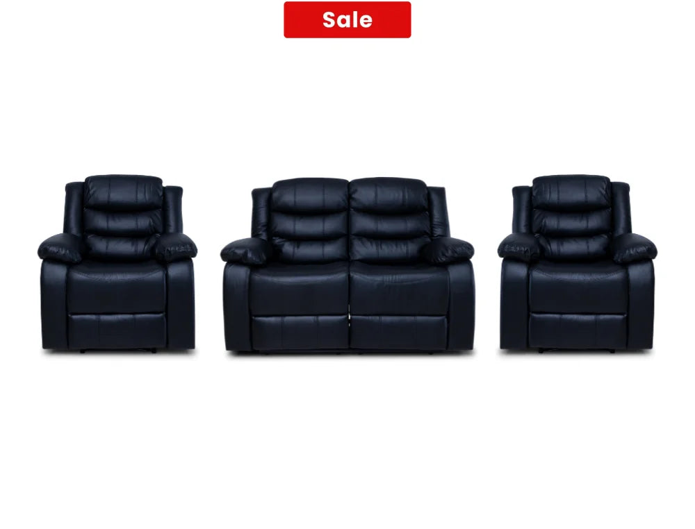 Cozycrown Recliner Suite Collection Black Pre- Order Only 2 + 1 + 1 Seater
