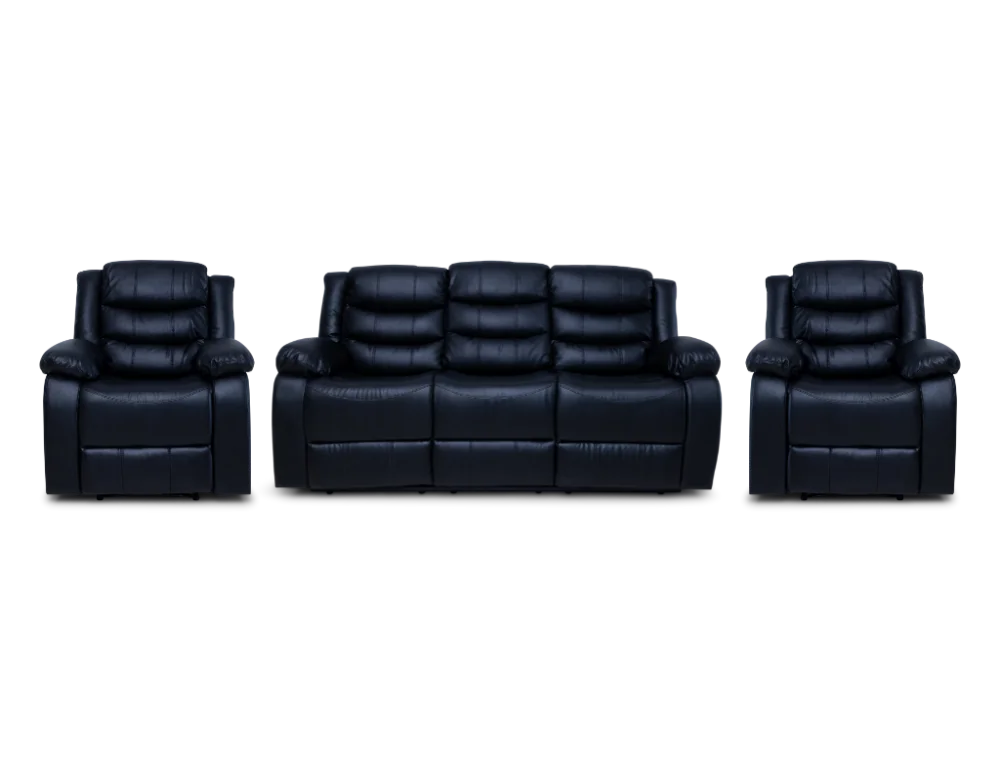 Cozycrown Recliner Suite Collection Black Pre- Order Only 3 + 1 + 1 Seater